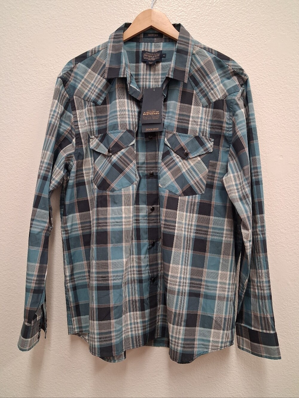 NWT Pendleton Frontier Long Sleeve Snap Front Plaid Shirt Men's XL